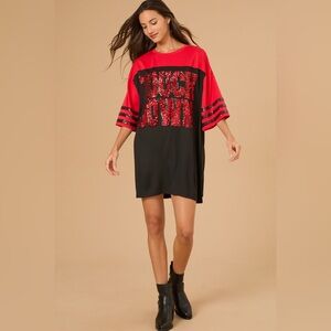 Altar'd State Red and Black Sequin Jersey/Dress/top🏈🏟️